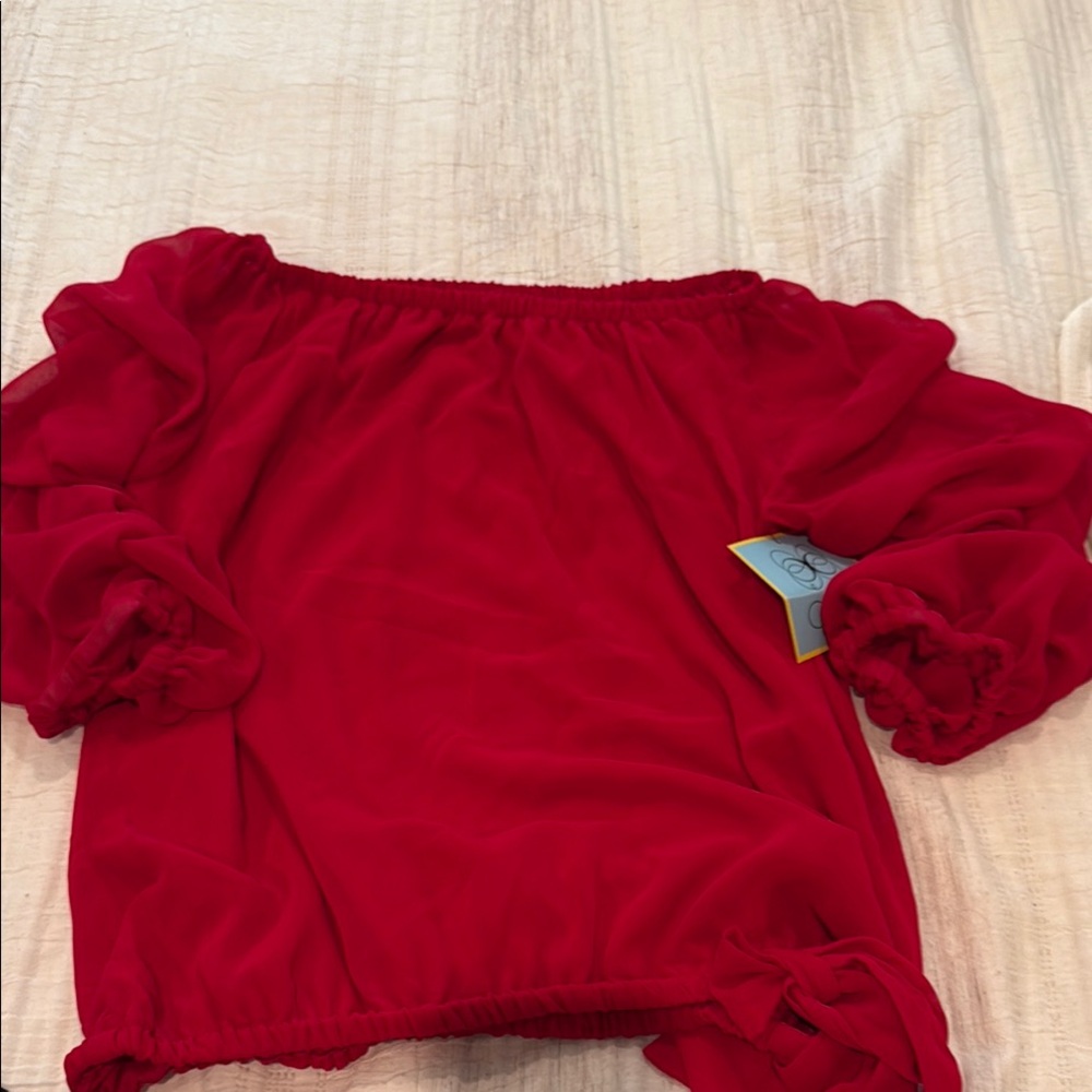 Elegant Red Off-Shoulder Top